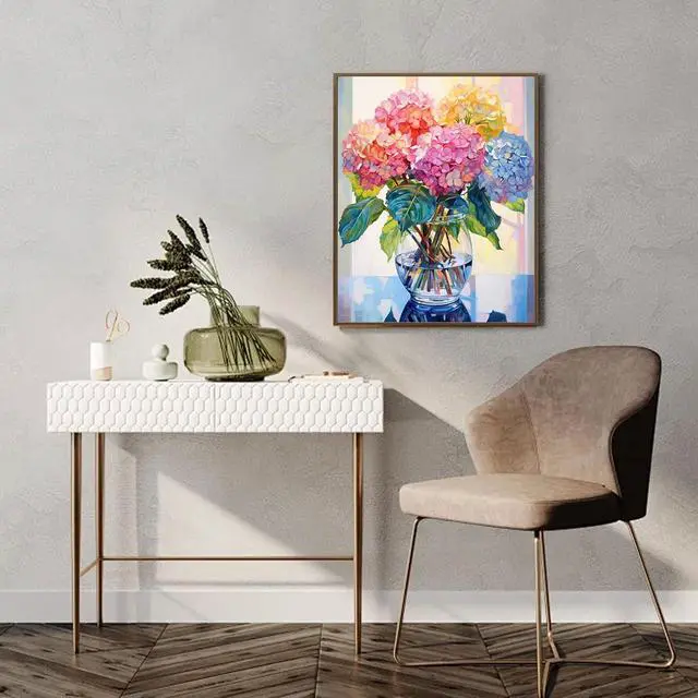 Alt view image 7 of 7 - Hydrangea Diamond Painting Kits for Adults,Flowers Diamond Art 12x16inch | Diamond Art Kits for Adults 5D Diamond Painting Flowers,DIY Full Drill Diamond Painting Flower Gem Art and Crafts