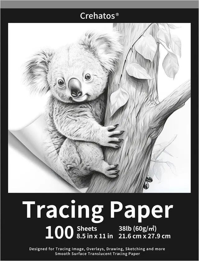 Main image of Crehatos 8.5" x 11" Tracing Paper, Translucent Tracing Pad, 100 Sheets 38lb/60gsm Vellum Art Paper | 38lb/60gsm Vellum Art Paper for Drawing, Sketching, Overlays