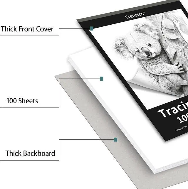 Alt view image 5 of 7 - Crehatos 8.5" x 11" Tracing Paper, Translucent Tracing Pad, 100 Sheets 38lb/60gsm Vellum Art Paper | 38lb/60gsm Vellum Art Paper for Drawing, Sketching, Overlays