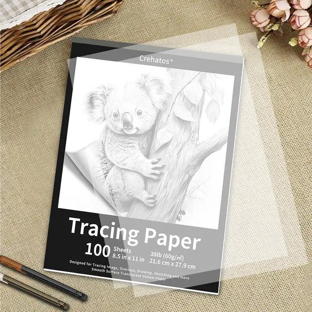 Alt view image 6 of 7 - Crehatos 8.5" x 11" Tracing Paper, Translucent Tracing Pad, 100 Sheets 38lb/60gsm Vellum Art Paper | 38lb/60gsm Vellum Art Paper for Drawing, Sketching, Overlays