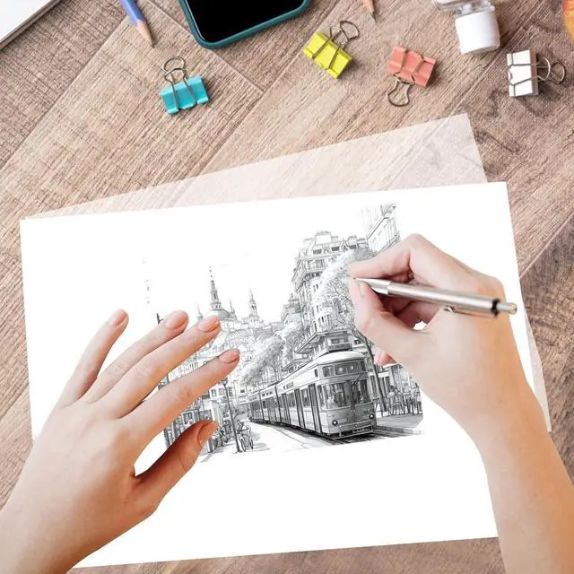 Alt view image 7 of 7 - Crehatos 8.5" x 11" Tracing Paper, Translucent Tracing Pad, 100 Sheets 38lb/60gsm Vellum Art Paper | 38lb/60gsm Vellum Art Paper for Drawing, Sketching, Overlays
