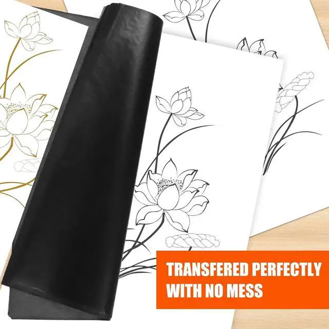 Alt view image 6 of 6 - 200 Sheets Carbon Paper Black Graphite Paper Transfer Tracing Paper and 5 Pieces Ball Embossing Styluses for DIY Woodworking, Paper, Canvas and Other Art Craft Surfaces