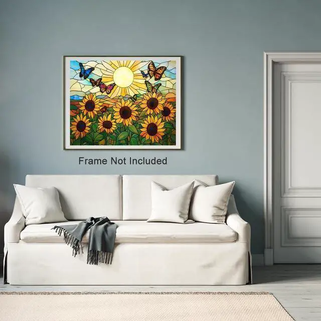 Alt view image 2 of 7 - Natuyalo Sunflower Butterfly Paint by Numbers Kit for Adults Beginner, Sunset Landscape Adult Paint by Number Kits on Canvas, DIY Acrylic Painting Kit for Home Wall Decor 16x20 Inch