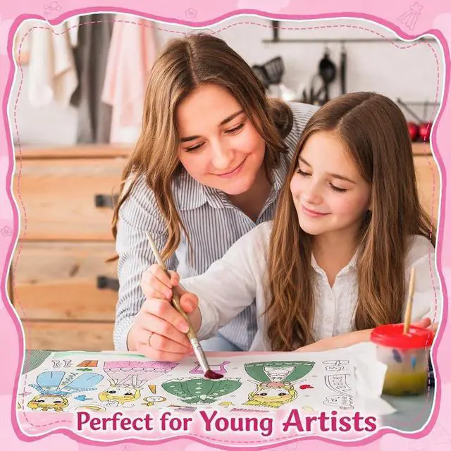 Alt view image 7 of 7 - 2 Pack Sticky Coloring Paper Roll, 11.8" × 118", Food & Princess | Thick Ink-Resistant Paper, Removable Adhesive Backing, 2 Themed Rolls with Non-Repeating Patterns, Easy-Tear Perforations