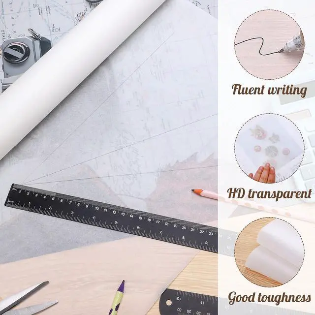 Alt view image 3 of 7 - Tracing Paper Roll 17 in × 25 yd, White Translucent for Sewing, Drawing | Translucent Tear-Resistant Paper, Clean Line Transfer, Cut-To-Size Roll for Patterns, Drafting, Art Project & Gift Wrapping