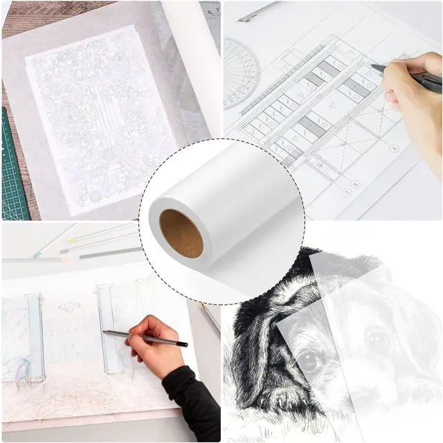 Alt view image 6 of 7 - Tracing Paper Roll 17 in × 25 yd, White Translucent for Sewing, Drawing | Translucent Tear-Resistant Paper, Clean Line Transfer, Cut-To-Size Roll for Patterns, Drafting, Art Project & Gift Wrapping