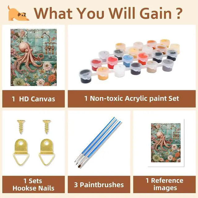 Alt view image 6 of 7 - Reivworl Animal Paint by Numbers Kit for Adults Beginner 16×20 inch | Animal Paint by Number Kits 16×20 inch, Crafts on Canvas with Gifts.
