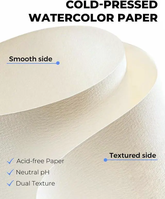 Alt view image 3 of 7 - Jusart Watercolor Paper Pad 9"x12", 300gsm/140lb, Cold Press Water Color Paper, Acid-Free, for Wet & Dry Media, Watercolor, Gouache & Sketching, 20 Sheets, Perfect for Students and Artists