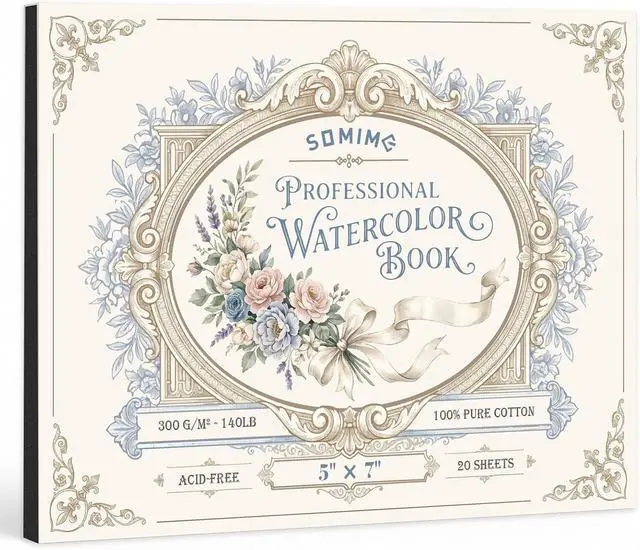 Main image of Somime 5x7 Watercolor Paper Pad, 20 Sheets 140lb/300gsm Cold Pressed Paper | Acid-Free Artist Painting Book for Watercolor and Gouache Painting