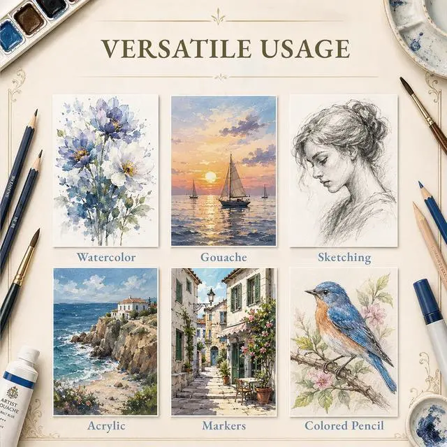 Alt view image 6 of 7 - Somime 5x7 Watercolor Paper Pad, 20 Sheets 140lb/300gsm Cold Pressed Paper | Acid-Free Artist Painting Book for Watercolor and Gouache Painting