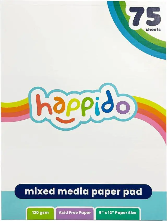 Main image of Happido Sketch Pad, 75 Sheets, 9x12 in | 120 GSM Thick Paper, 9x12 in, Great for Drawing, Artwork, Markers, Colored Pencils, Crayons, and Paint Sticks