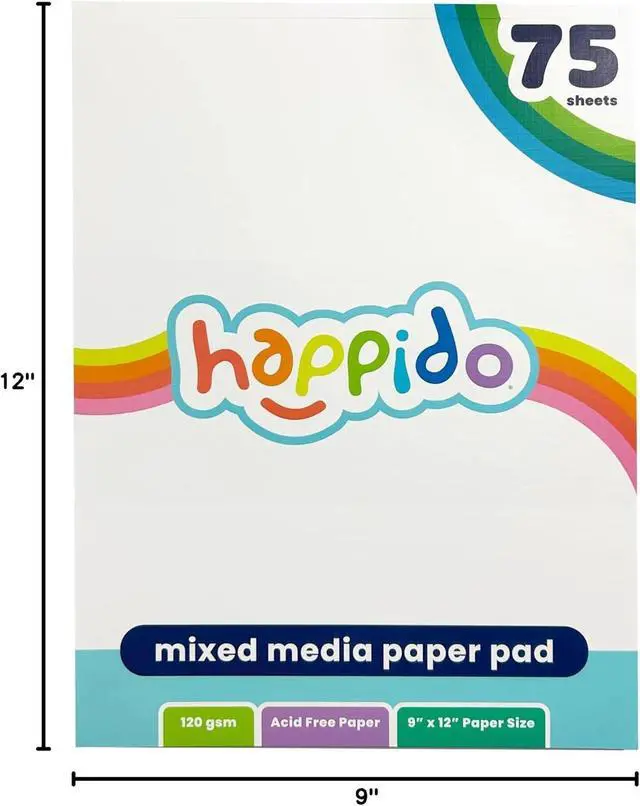 Alt view image 6 of 6 - Happido Sketch Pad, 75 Sheets, 9x12 in | 120 GSM Thick Paper, 9x12 in, Great for Drawing, Artwork, Markers, Colored Pencils, Crayons, and Paint Sticks