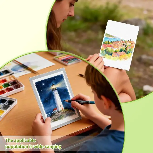 Alt view image 7 of 7 - Fyess 120 Sheets Watercolor Paper Bulk, 5x7 Inch Cold Press Drawing Paper for Kids Adults Beginners, 160 GSM Thick Art Paper for Watercolor, Colored Pencils, Crayons, Sketching, DIY Cards & Classroom