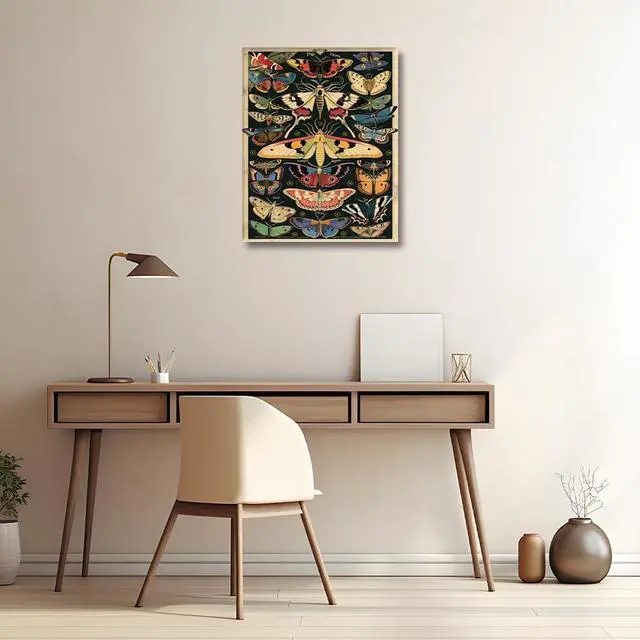 Alt view image 2 of 6 - HULDFRDA Paint by Numbers Kit for Adults Butterflies and Moths Paint by Numbers Insect Paint by Number Kits DIY Painting by Numbers Adults' Paint-by-Number Kits Home Wall Decor,16x20 Inch