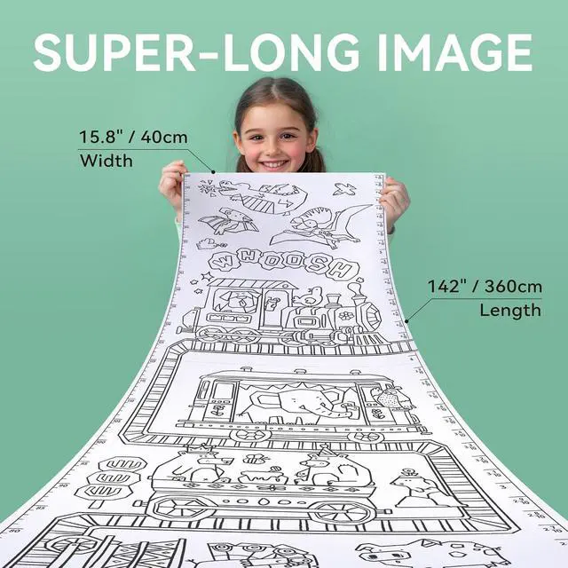 Alt view image 2 of 7 - 142" x 15.8" Dotimo Sticky Drawing Roll for Kids, Coloring Paper Roll, Large Coloring Sheets, Ideal Kids Paint Paper for Ages 3-6 & Growth Chart for Wall
