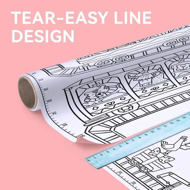 Alt view image 7 of 7 - 142" x 15.8" Dotimo Sticky Drawing Roll for Kids, Coloring Paper Roll, Large Coloring Sheets, Ideal Kids Paint Paper for Ages 3-6 & Growth Chart for Wall