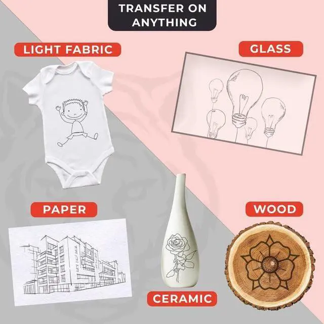 Alt view image 3 of 6 - 200 Sheets Black Carbon Paper for Tracing On Fabric | Carbon Paper for Tracing on Wood & Canvas, Tracing Paper for Drawing Sewing Patterns, 5 Stylus, A4 Size (9 X 13) Graphite Transfer Paper