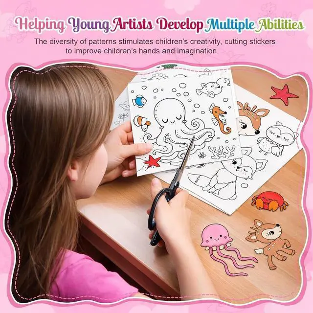 Alt view image 6 of 7 - 2 Pack Coloring Paper Roll for Kids, Sticky Art Roll, 11.8" x 118" | Thick ink-resistant paper, removable adhesive backing, 2 themes with 30+ designs, easy-tear perforations, giftable set