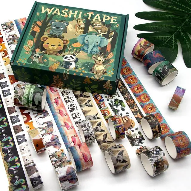 Alt view image 6 of 7 - WAPETASHI Cute Washi Tape Set, 38 Rolls Animals Washi Tapes for Journaling Supplies, 25mm & 15mm Wide Kawaii Tape for Scrapbooking, Planners, DIY Crafts, Gift for Kids