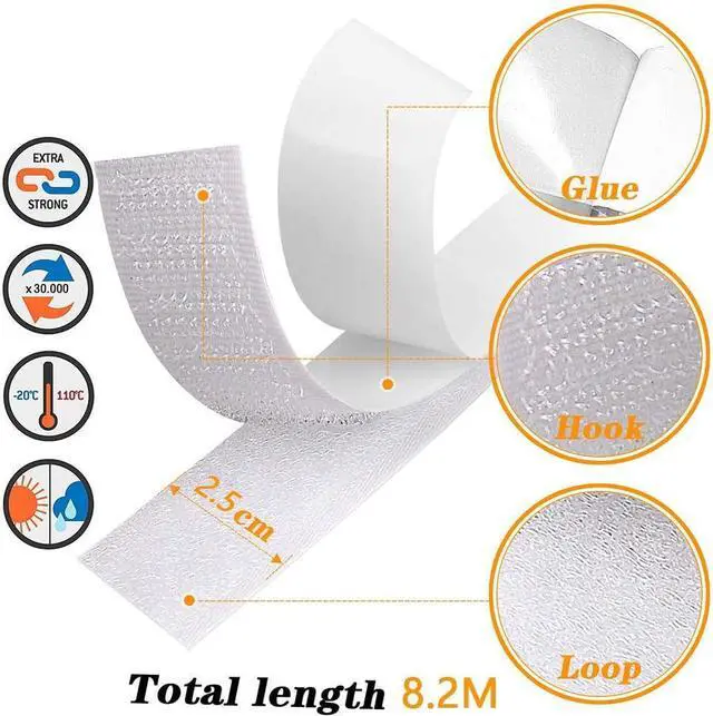 Main image of 16.5Ft x 1 Inch Self Adhesive Strips, Heavy Duty Strong Back Sticky Fastening Tape,Nylon Fabric Fastener Mounting Tapes for Sewing, Crafting,DIY- Indoor or Outdoor Use (White)