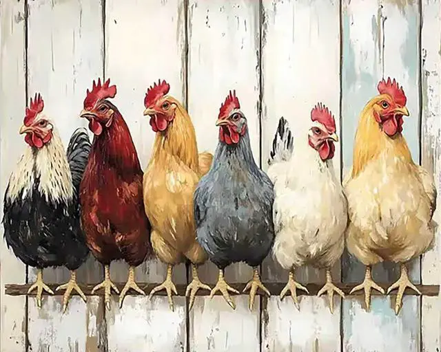 Main image of KYOQFVN Chicken Paint by Numbers Kits for Adults - DIY Paint by Numbers Kit on CanvasAcrylic Painting by Number for Home Wall Decor 16 x 20 inch