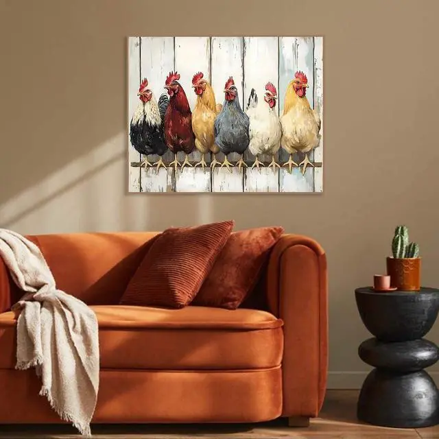 Alt view image 5 of 6 - KYOQFVN Chicken Paint by Numbers Kits for Adults - DIY Paint by Numbers Kit on CanvasAcrylic Painting by Number for Home Wall Decor 16 x 20 inch