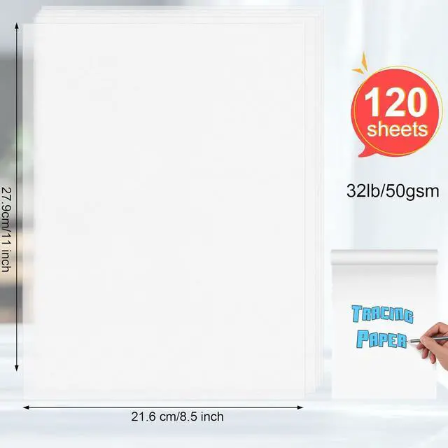 Alt view image 2 of 7 - 120 Sheets Tracing Paper for Drawing, 8.5x 11 Trace Paper, Translucent Vellum Paper Tracing Paper Pad, Tracing Pad for Sketching, Preliminary Drawing, Overlaying Images Tracing
