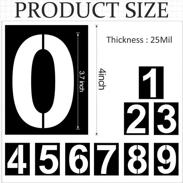 Alt view image 2 of 7 - 4 Inch Number Stencils Plastic Number Stencils Reusable Digital Painting Templates for Cake Stencil Address Templates