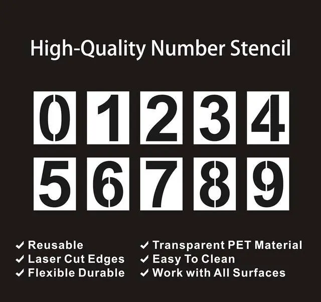 Alt view image 3 of 7 - 4 Inch Number Stencils Plastic Number Stencils Reusable Digital Painting Templates for Cake Stencil Address Templates