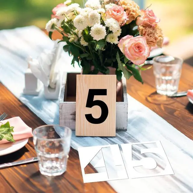 Alt view image 4 of 7 - 4 Inch Number Stencils Plastic Number Stencils Reusable Digital Painting Templates for Cake Stencil Address Templates