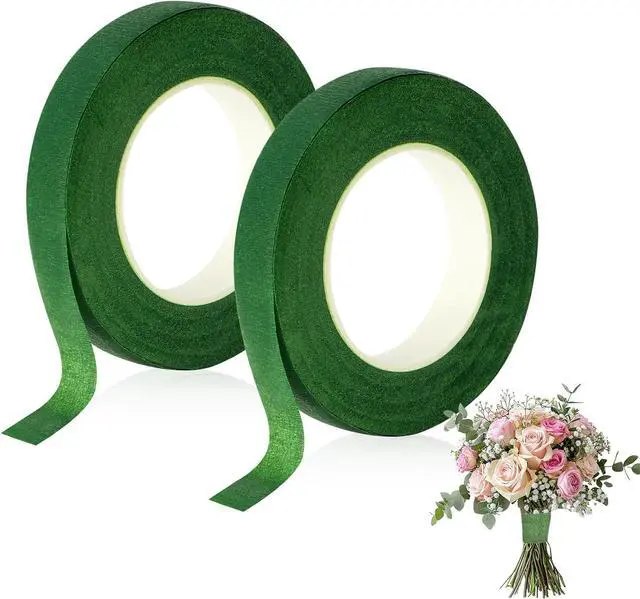 Main image of 2 Rolls Floral Tape, 1/2 Inch Wide Flower Tape | Dark Green Floral Tape for Fresh Flowers, 30 Yards Florist Tape for Wedding Bouquet, Bouquet Stem Wrapping and Floral Craft