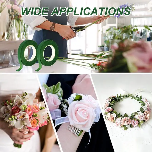 Alt view image 6 of 7 - 2 Rolls Floral Tape, 1/2 Inch Wide Flower Tape | Dark Green Floral Tape for Fresh Flowers, 30 Yards Florist Tape for Wedding Bouquet, Bouquet Stem Wrapping and Floral Craft