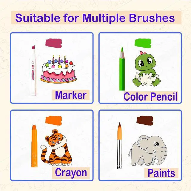 Alt view image 2 of 6 - Sticky Coloring Paper Roll Animal 118x11.8Large | Drawing Paper Roll Big Painting Sheet for Kindergarten Home Party, Ideal Gift idea for Birthday