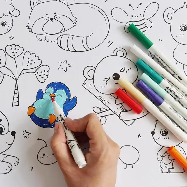 Alt view image 5 of 6 - Sticky Coloring Paper Roll Animal 118x11.8Large | Drawing Paper Roll Big Painting Sheet for Kindergarten Home Party, Ideal Gift idea for Birthday