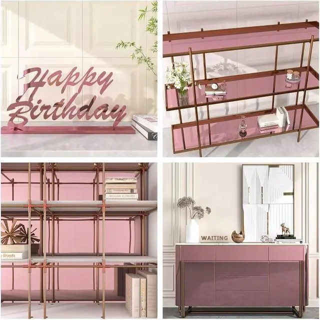 Alt view image 6 of 7 - FunStick Mirror Pink Vinyl Roll Self Adhesive Non Glass Rose Gold Mirror Stickers for Walls 12"x78.8" Reflective Peel and Stick Pink Paper for Crafts Home Party Mirror Wall Stickers Decor Appliances