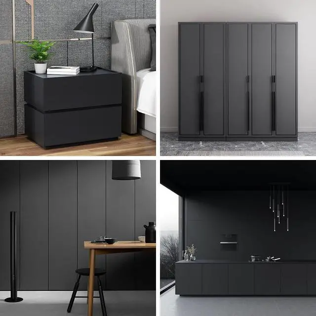 Alt view image 7 of 7 - Arthome 11.8''x100'' Black Contact Paper, Self Adhesive Wallpaper Waterproof Gloss PVC Vinyl, Oil Proof,Black Wallpaper, Vinyl Paper for Furniture Cover Surface,Countertop,Kitchen,Shelf Liner