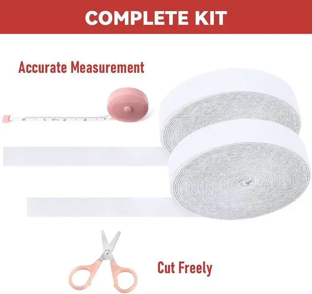 Alt view image 2 of 7 - PTUNA 32Ft *1 Inch Hook and Loop Tape with Adhesive Back,White | Heavy Duty Double Sided Adhesive Strips, Strong Sticky Strips Roll for Home/Office/School/Car