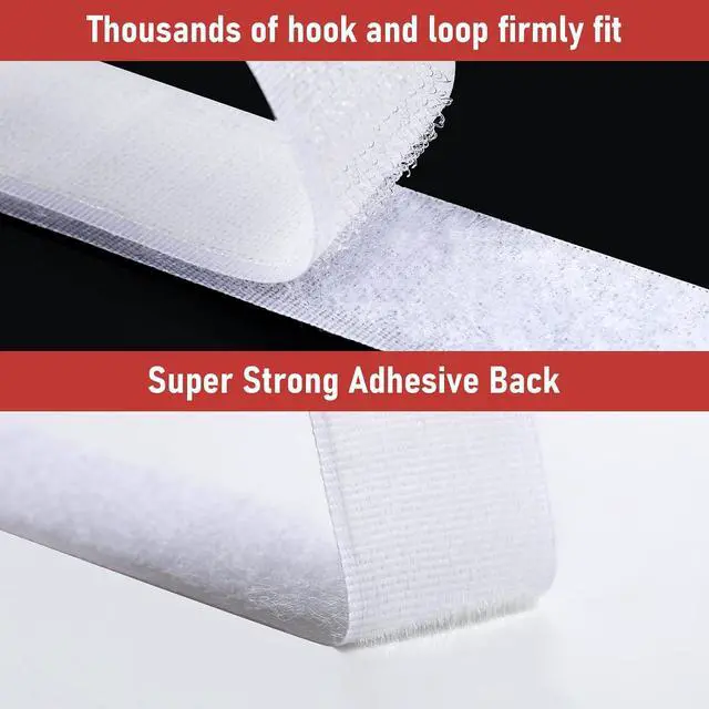 Alt view image 5 of 7 - PTUNA 32Ft *1 Inch Hook and Loop Tape with Adhesive Back,White | Heavy Duty Double Sided Adhesive Strips, Strong Sticky Strips Roll for Home/Office/School/Car