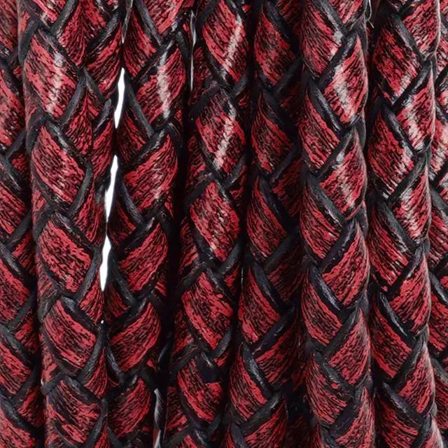 Alt view image 4 of 7 - Lystaii 5.5 Yards Genuine Leather Cord 4mm Round Braided Bolo Leather Cord Brown Strip Braiding Antique Strap 5m Long for Bracelet Necklace Beading DIY (Vintage Red)