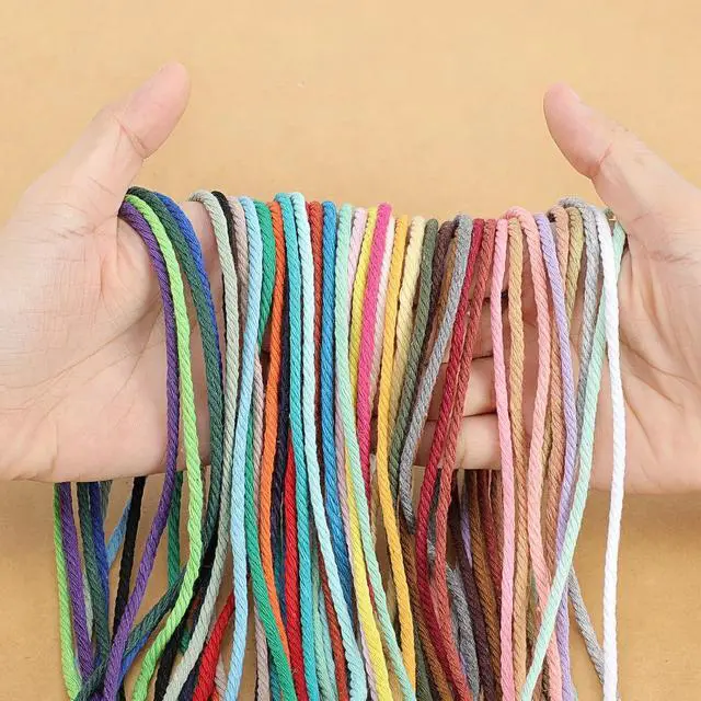 Alt view image 5 of 7 - Macrame Cord 4mm x 109Yards (328Feet), Natural Cotton Macrame Rope - 4 Strands Twisted Macrame Cotton Cord for Wall Hanging, Plant Hangers, Crafts, Gift Wrapping and Wedding Decorations, Beige