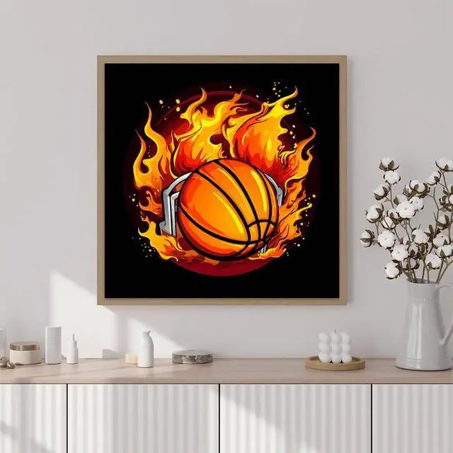 Alt view image 2 of 7 - Artunion Framed Paint by Numbers Kit for Adults Beginners & Kids Ages 8-12,Basketball Paint by Number with Frame Balls Sports Paint by Numbers Kit on Canvas 10 * 10 Inch Without Easel