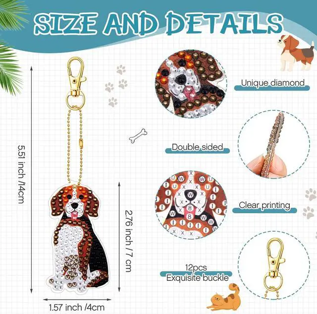 Alt view image 2 of 6 - Junkin 12 Pcs Cross Diamond Painting Keychains 5d Double-Sided Painting Keychains Christmas Religious Thanksgiving Diamond Kits DIY Key Ring Pendant for Beginners Adults Crafts Ornament