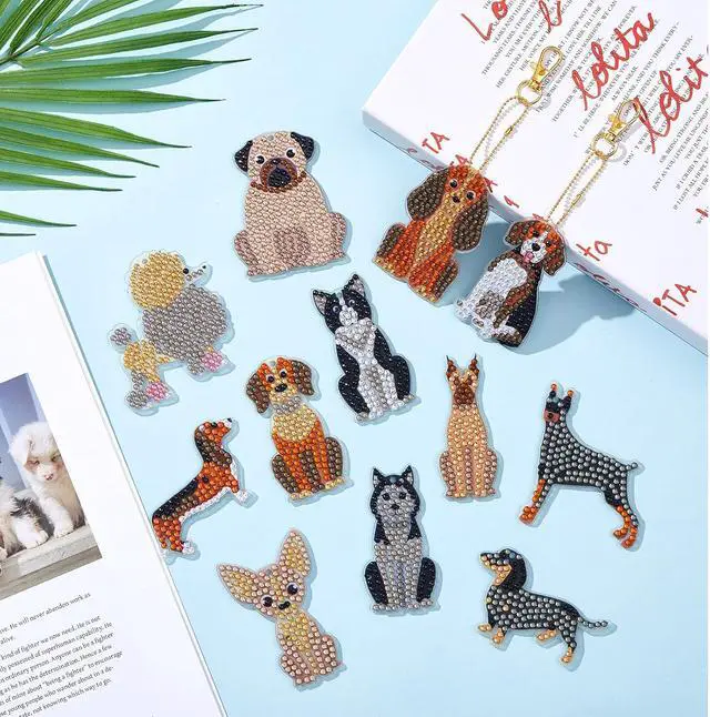 Alt view image 3 of 6 - Junkin 12 Pcs Cross Diamond Painting Keychains 5d Double-Sided Painting Keychains Christmas Religious Thanksgiving Diamond Kits DIY Key Ring Pendant for Beginners Adults Crafts Ornament