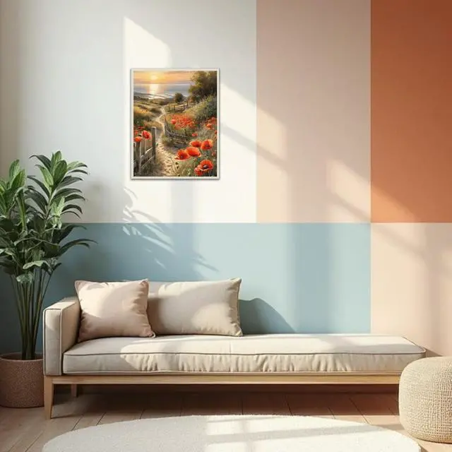 Alt view image 3 of 5 - Kaixine 2 Pack Paint by Numbers Kit for Adults - Landscape Flowers Sunset Paint by Number for Beginner DIY Adult Paint by Number Kits on Canvas,Oil Number Painting Kits for Home Decor 12x16 inch