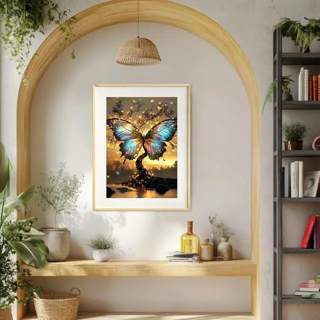 Alt view image 2 of 7 - MEIYUDA Tree of Life Paint by Numbers Kit for Adults, Butterfly Paint by Numbers for Beginners, DIY Acrylic Oil Painting by Number on Canvas Without Frame for Home Wall Decor 12x16in