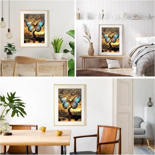Alt view image 3 of 7 - MEIYUDA Tree of Life Paint by Numbers Kit for Adults, Butterfly Paint by Numbers for Beginners, DIY Acrylic Oil Painting by Number on Canvas Without Frame for Home Wall Decor 12x16in
