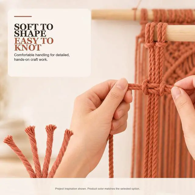 Alt view image 4 of 7 - Macrame Cord 2mm x 220Yards (656Feet), Natural Cotton Macrame Rope - 2 Strands Twisted Macrame Cotton Cord for Wall Hanging, Plant Hangers, Crafts, Gift Wrapping and Wedding Decorations, Rust Red