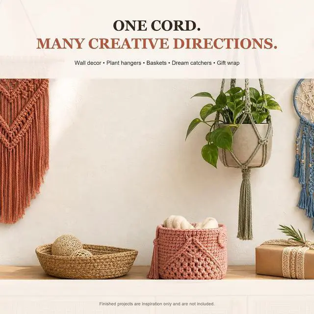Alt view image 5 of 7 - Macrame Cord 2mm x 220Yards (656Feet), Natural Cotton Macrame Rope - 2 Strands Twisted Macrame Cotton Cord for Wall Hanging, Plant Hangers, Crafts, Gift Wrapping and Wedding Decorations, Rust Red