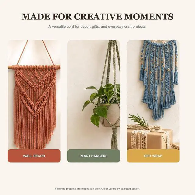 Alt view image 6 of 7 - Macrame Cord 2mm x 220Yards (656Feet), Natural Cotton Macrame Rope - 2 Strands Twisted Macrame Cotton Cord for Wall Hanging, Plant Hangers, Crafts, Gift Wrapping and Wedding Decorations, Rust Red