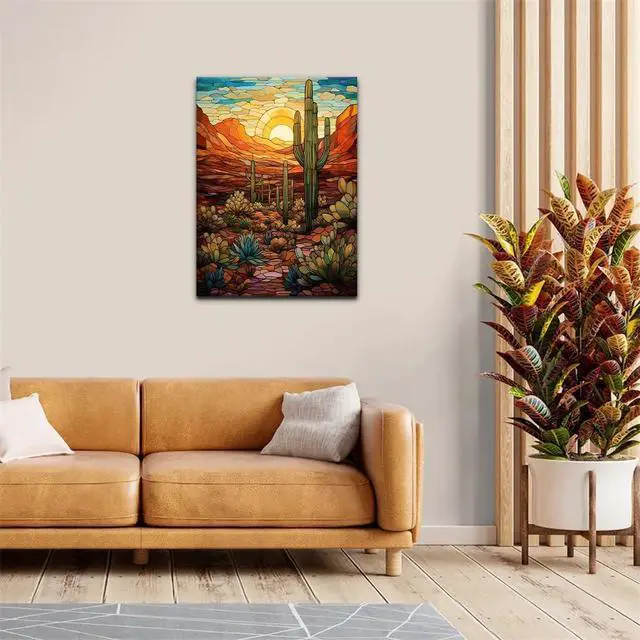 Alt view image 3 of 7 - Natuyalo Paint by Numbers for Adults with Framed on Canvas, Wilderness Landscape Paint by Numbers Kits for Beginners, Cactus DIY Acrylic Painting Kits with Frame Ideal Gift (12x16 Inch)